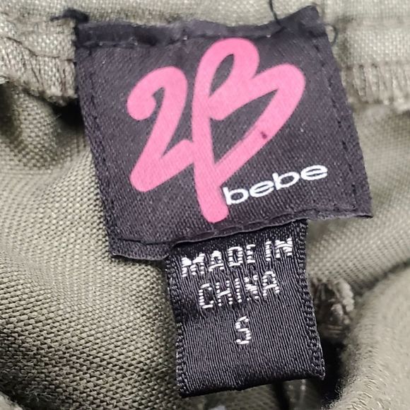 2B Bebe Wide Leg Pants Green Studded Pockets Women's Small - Picture 6 of 7